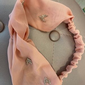 Blush turban knot headband with beaded accent